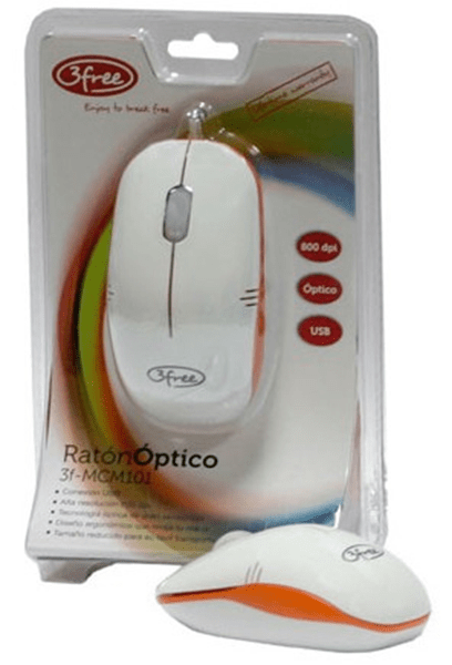 RATON 3FREE OPTICO MCM101 BLANCO-NARANJA USB