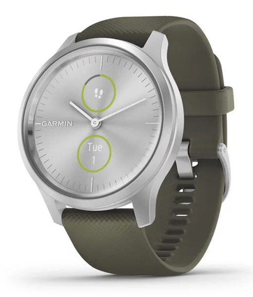 010-02240-01 smartwatch garmin vivomove style. silver-moss green. silicone