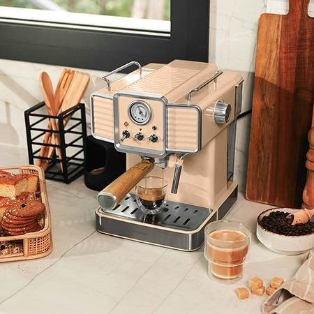 01585 cafetera cecotec vintage espresso 20 tradizionale sand