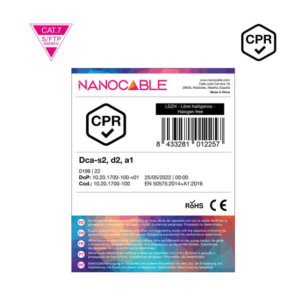 10.20.1700-100 nanocable cable red cat7 cpr lszh awg23 100m