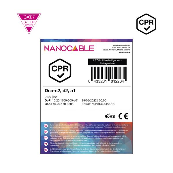 10.20.1700-305 nanocable cable red cat7 cpr lszh awg23 305m