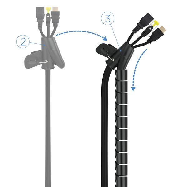 10.36.0001-BK organizador de cables flexible 25mm 1 m.