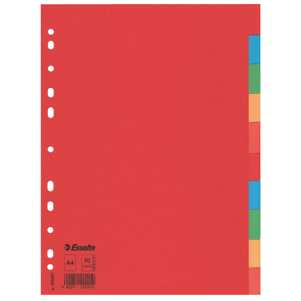 100201 separador de carton con 10 posiciones formato a4 colores vivos esselte 100201