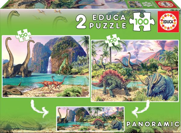 15620 puzzle 2x100 dino world de 6 8 anos educa borras 15620