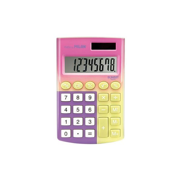 159512SN caja expositora 12 calculadoras 8 digitos pocket sunset milan 159512sn