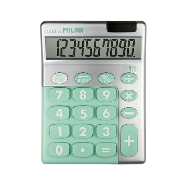 159906SL expositor 6 calculadoras 10 digitos silver colores surtidos milan 159906sl
