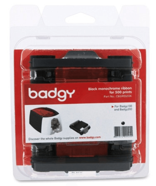 15CBGR0500K cinta monocromo negra para 500 impresiones compatible badgy 200