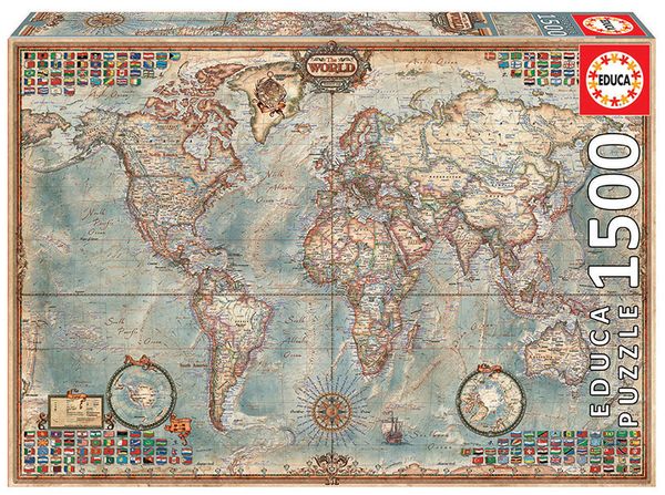 16005 puzzle 1500 piezas el mundo. mapa politico educa 16005