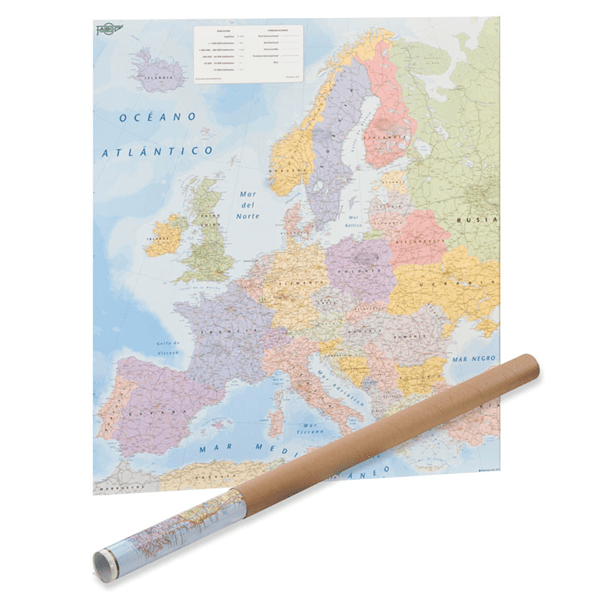163G mapa europa plastificado sin marco enrollado 119x93 cm. faibo 163g