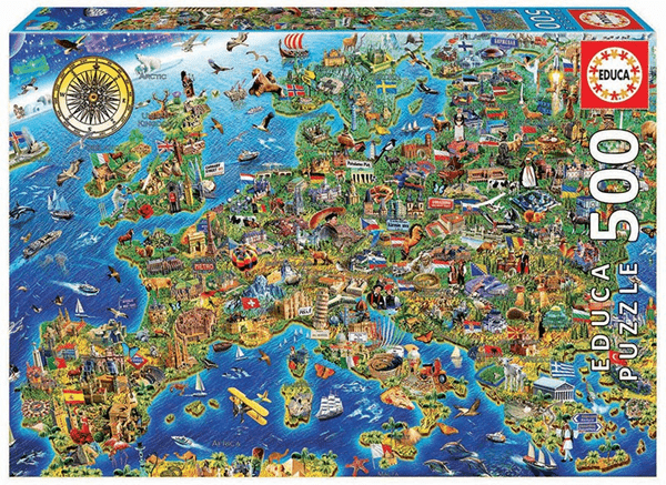 17962 puzzle 500 piezas mapa de europa educa 17962