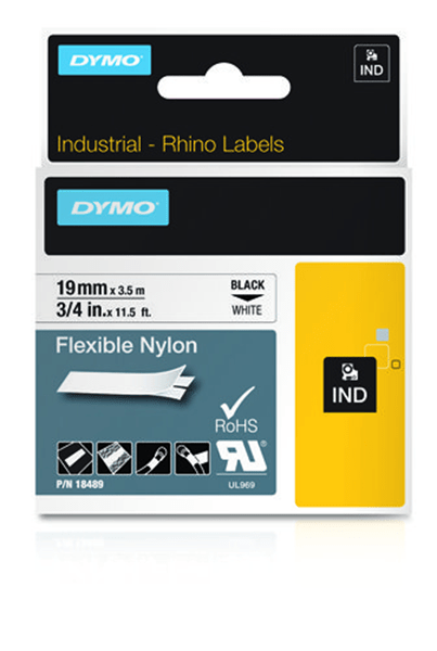 18489 cinta rotuladora rhinopro nylon 19mmx3.5m negroblanco dymo 18489
