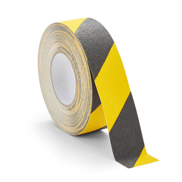 197604 rollo cinta de seguridad adhesiva antideslizante 50mmx18.3metros negro amarillo tarifold 197604