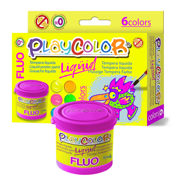 20111. estuche liquid fluo 40ml. 6 colores surtidos playcolor 20111.