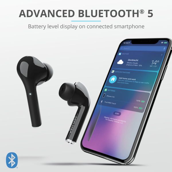 23554 auriculares intrauditivos trust nika touch bluetooth tactil base recargable color negro 23554