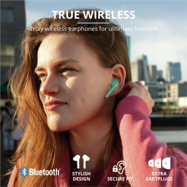 23703 auriculares intrauditivos trust nika touch bluetooth tactil base recargable color turquesa 23703