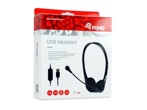 245305 headset usb equip life microfono flexible control de volumen mute color negro
