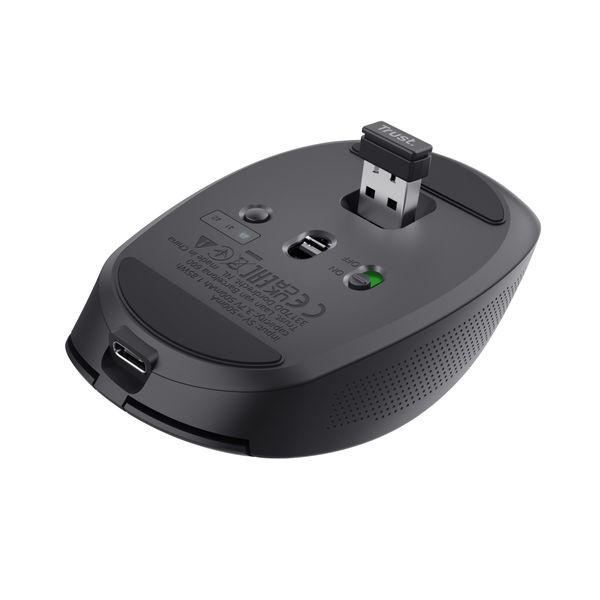 24819 mouse trust wireless y bluetooth ozaa 24819 negro recargable sensor optico 6 botones 800 1600 3200dpi receptor usb a usb c