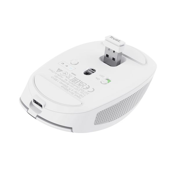 24933 mouse trust wireless y bluetooth ozaa 24933 blanco recargable sensor optico 6 botones 800 1600 3200dpi receptor usb a usb c