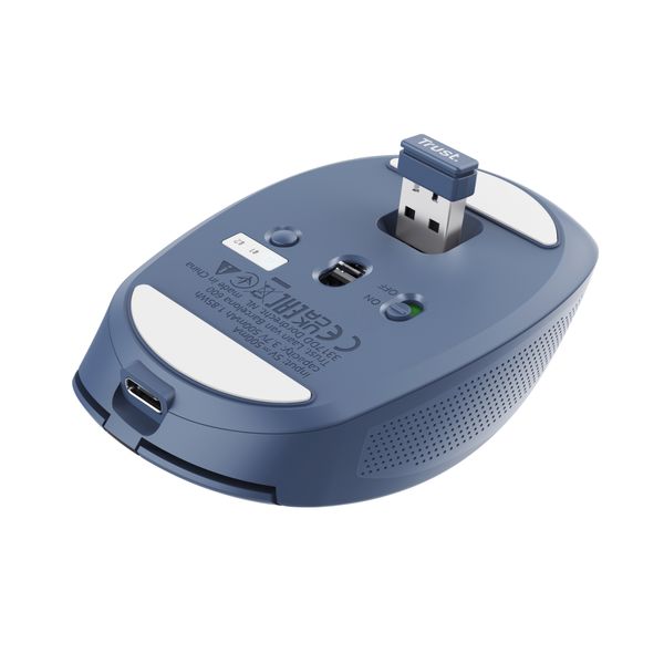 24934 mouse trust wireless y bluetooth ozaa 24934 azul recargable sensor optico 6 botones 800 1600 3200dpi receptor usb a usb c
