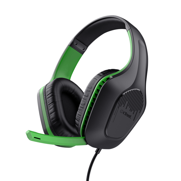 24994 headset trust gaming gxt 415x zirox xbox ligeros. microfono plegable. negro-verde 24994