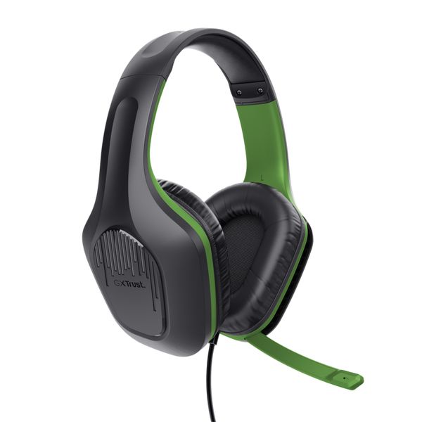 24994 headset trust gaming gxt 415x zirox xbox ligeros. microfono plegable. negro verde 24994