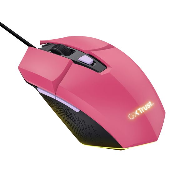 25068 mouse trust gaming rgb gxt 109p felox 25066 color rosa iluminacion led 6 botones cable 150cm