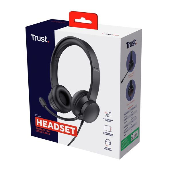 25087 headset trust ayda 25087 jack 3.5mm microfono plegable diadema ajustable