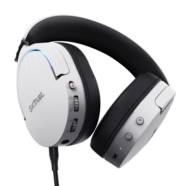 25304 headset bluetooth trust gaming fayzo gxt 491 blanco 25304 bt y usb 2.4ghz microfono desmontable y flexible carga usb c controles en la oreja rgb