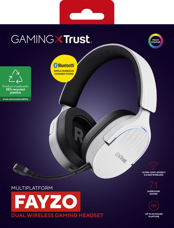 25304 headset bluetooth trust gaming fayzo gxt 491 blanco 25304 bt y usb 2.4ghz microfono desmontable y flexible carga usb c controles en la oreja rgb
