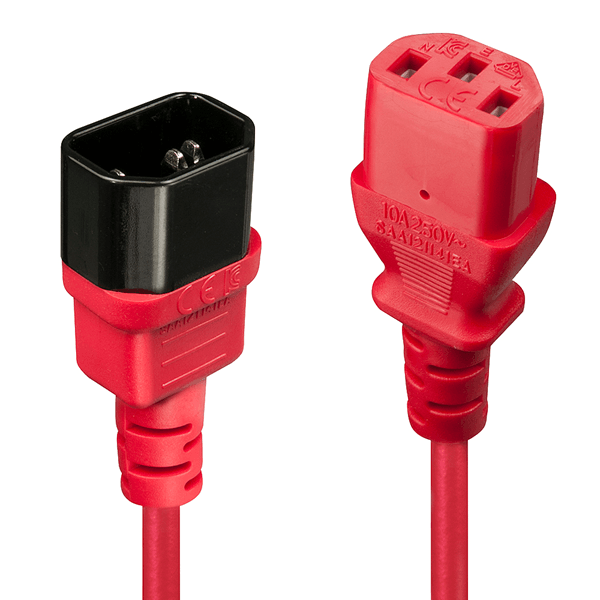 30477 1m c14 to c13 extension cable. red.