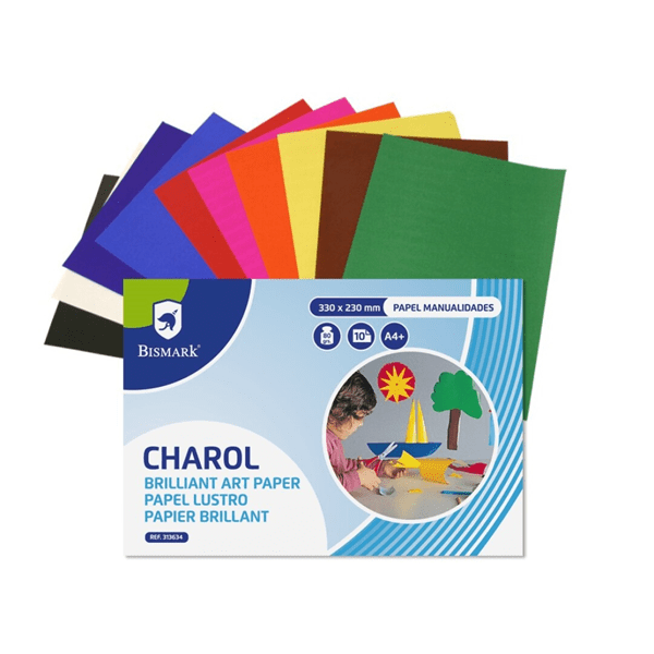 313634 cuaderno de papel charol 10 hojas colores 33 x 23 cm. bismark 313634