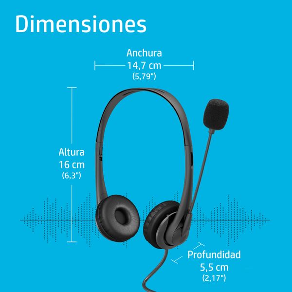 428H5AA auriculares hp wired usb a stereo headset euro