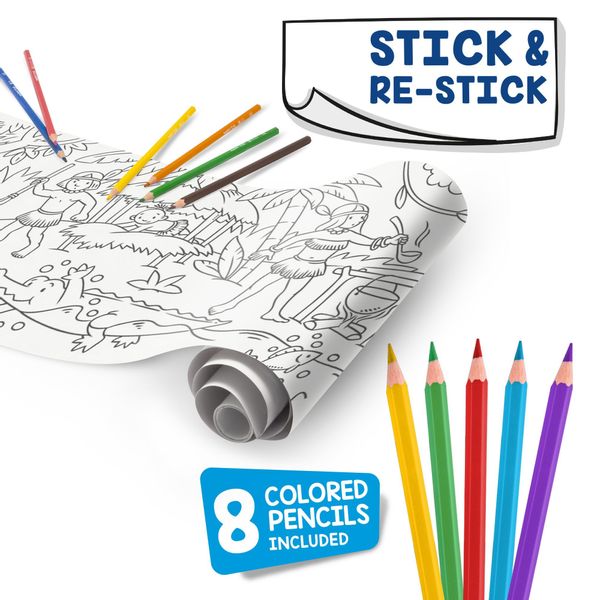 42978 set coloring roll jungle 8 pencils carioca 42978