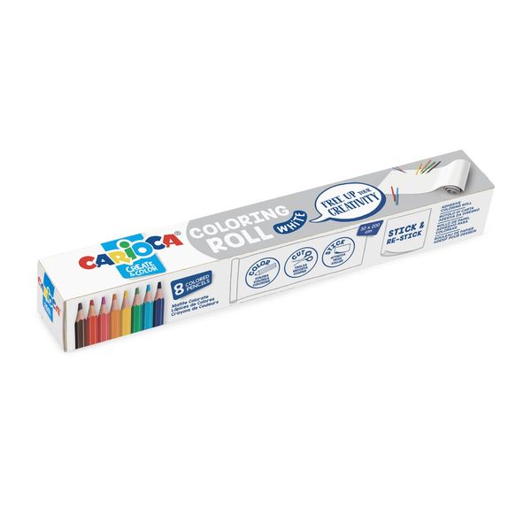 42980 set coloring roll white 200 x 30 cm 8 lapices carioca 42980