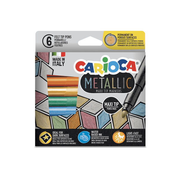 43161 caja 6 rotuladores metallic punta maxi carioca 43161