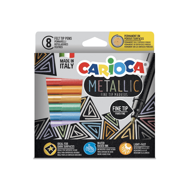 43162 caja 8 rotuladores metallic punta fina carioca 43162