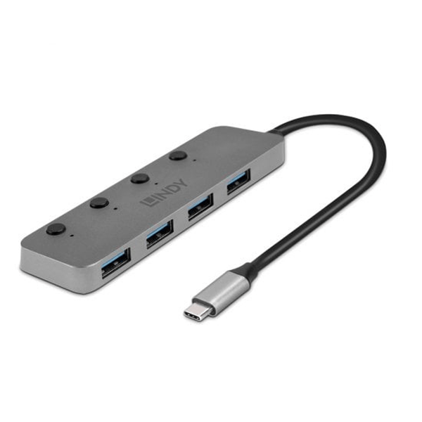 43383 4 port usb 3.2 type c hub with on-off switches