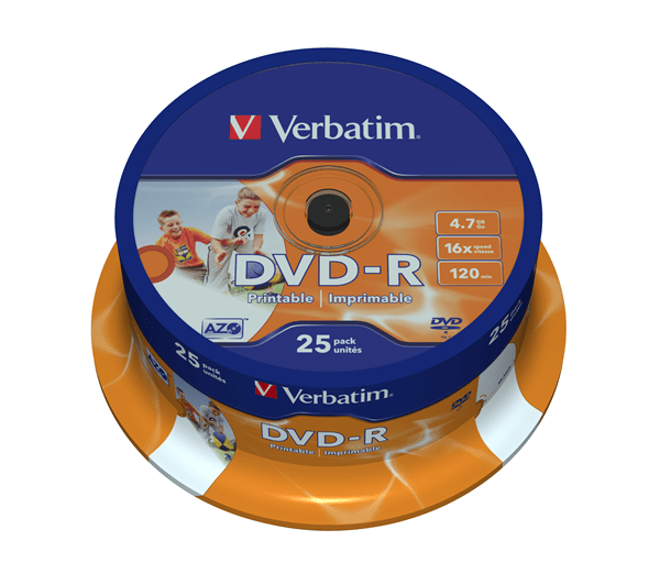 43538 tambor 25 dvd r 4.7 gb verbatim 16x imprimible