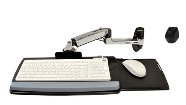 45-246-026 keyboard arm with 9 extn wall mount polished alumini um