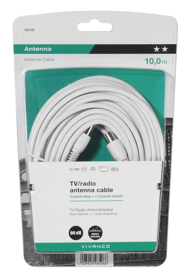 48506 cable vivanco 48506 antena 90 db blanco 10m 48506