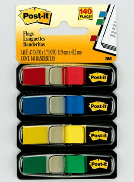 7000144923 pack 4 dispensadores x 35 marcadores index 11.9x43.2mm colores surtidos 683-4 post-it 7000144923
