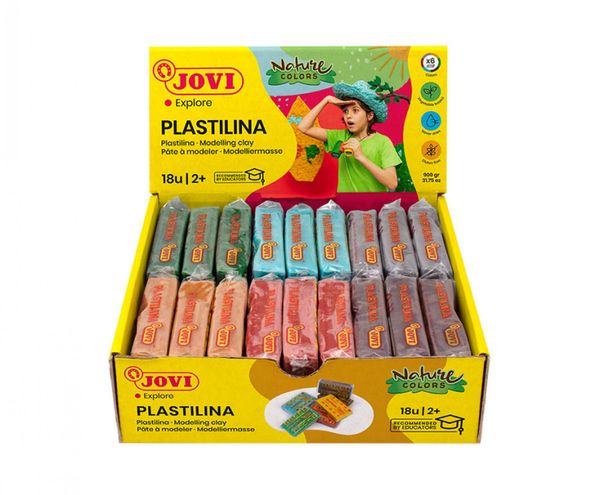 70_18N caja plastilina 18 pastillas de 50gr gama nature colores surtidos 3 uds x color jovi 70 18n