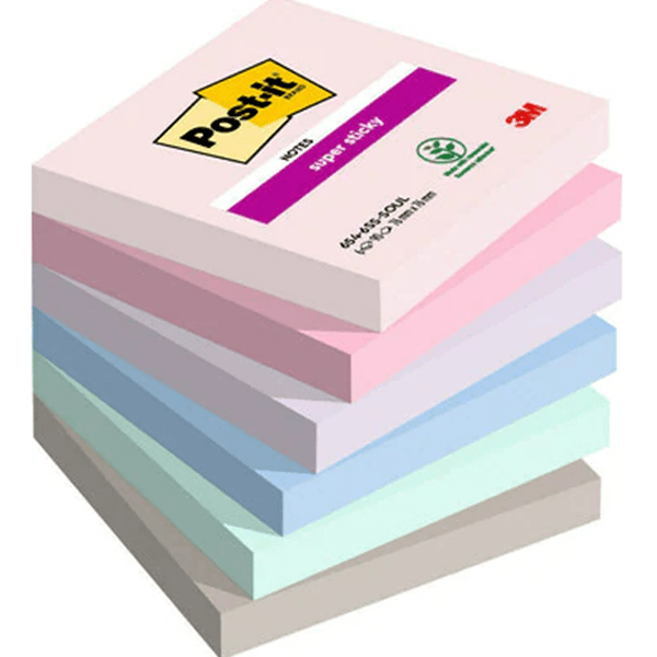 7100259204 pack 6 blocs 90 hojas notas adhesivas 76x76mm super sticky coleccion soulful 654-6ss-soul post-it 7100259204