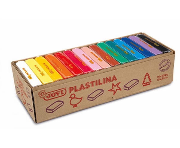 72S caja expositora 15 pastillas plastilina 350 g colores surtidos jovi 72s