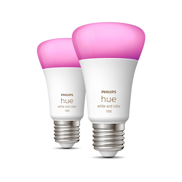 8719514291317 pack doble bombillas inteligentes philips hue e27 white and color ambiance 800 lumens