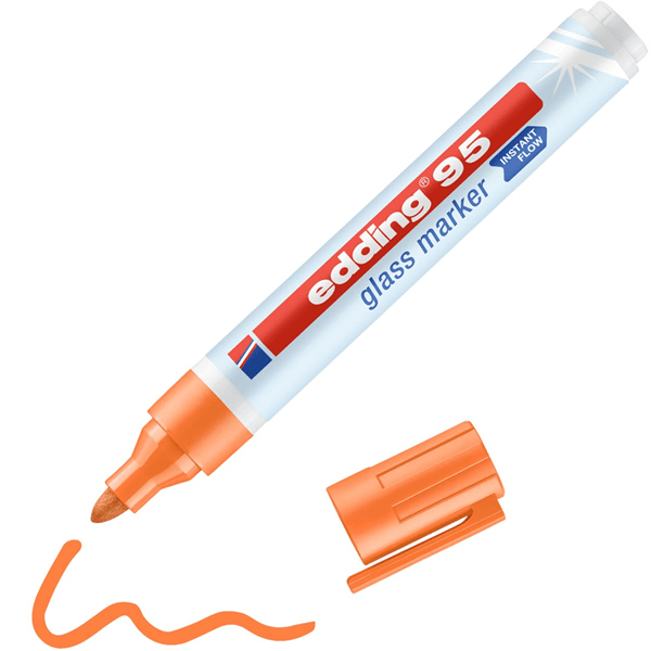 95-06 marcador de punta redonda para cristal grosor de trazo 1.5-3 mm color 06. naranja edding 95-06