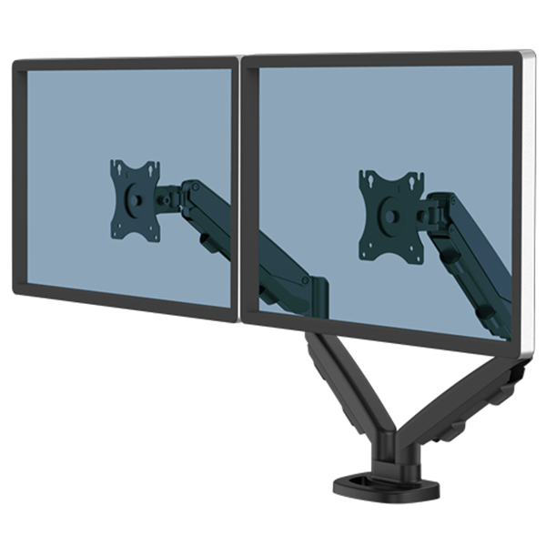 9683401 brazo para monitor fellowes serie eppa ajustable altura 2 pantallas normativa vesa hasta 10 kg negro