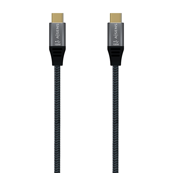 A107-0628 aisens cable usb 2.0 aluminio 5a 100w e-mark. usb-c-m-usb-c-m. gris. 1.0m