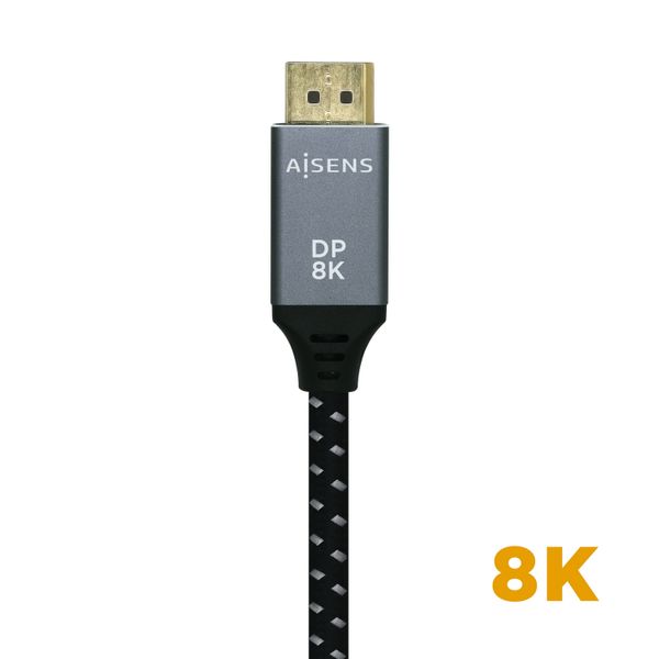 A149-0437 aisens cable displayport v1.4 8k 60hz macho a macho 2m gris negro