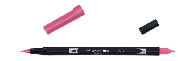 ABT-743 rotulador doble punta pincel color hot pink tombow abt-743